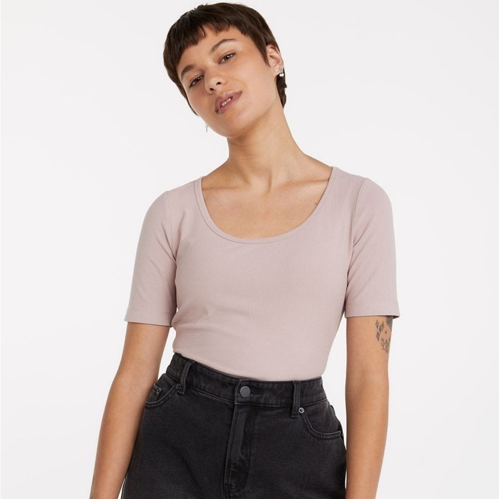 Scoop-Neck Tee with Elbow Sleeves - New with tag